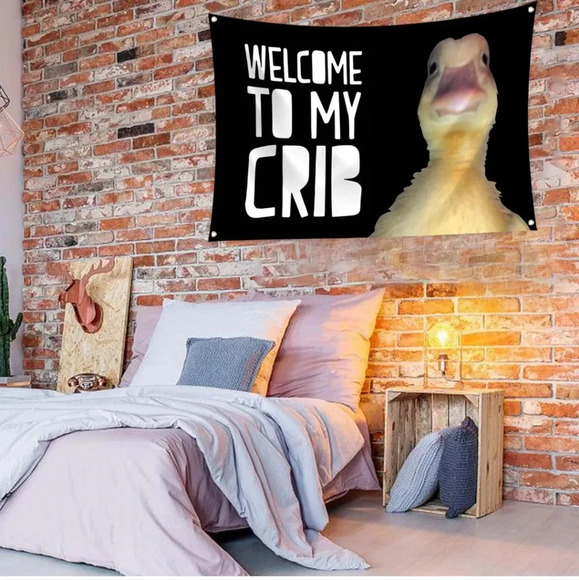 Welcome to My Crib Funny Flag 3x5Ft Wall Flag with 4 Brass Grommets for Bedroom - Picture 3 of 3